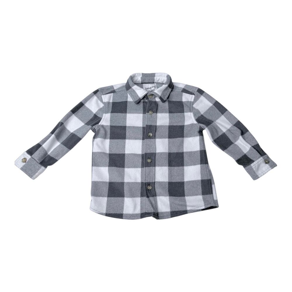 Jumping Bean Flannel Shirt 2T Black Gray White Boys Girls Long Sleeve Button Up